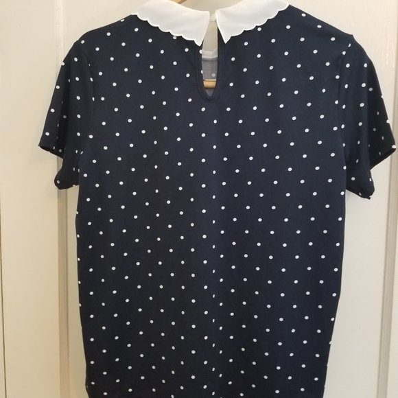 Faith And Joy Women's Blouse w/Peter Pan Collar and Polka Dots size Small - Picture 2 of 8